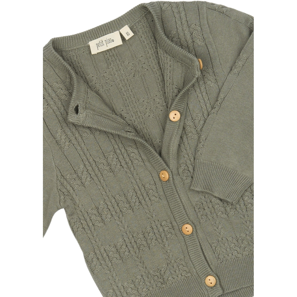 PETIT PIAO ppDor Cardigan Knit Cable Cardigan Dusty Moss