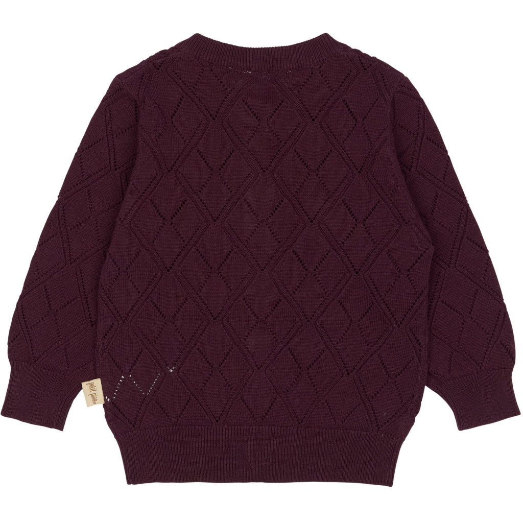 PETIT PIAO ppDora Cardigan Knit Cable Cardigan Dark Burgendy