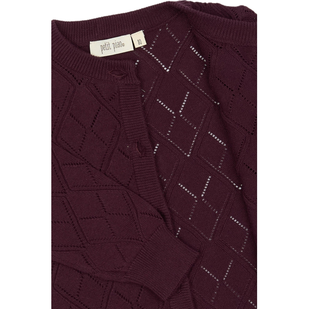 PETIT PIAO ppDora Cardigan Knit Cable Cardigan Dark Burgendy