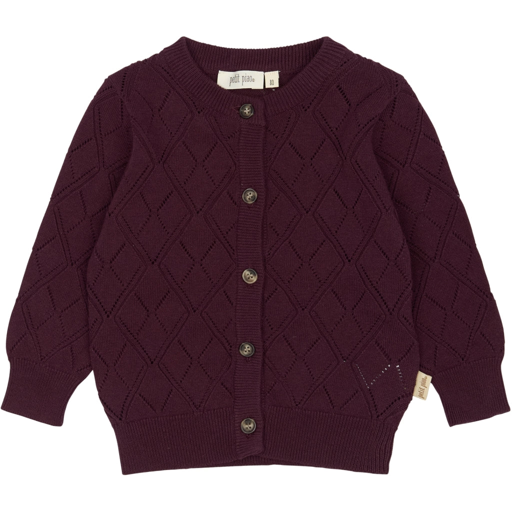 PETIT PIAO ppDora Cardigan Knit Cable Cardigan Dark Burgendy