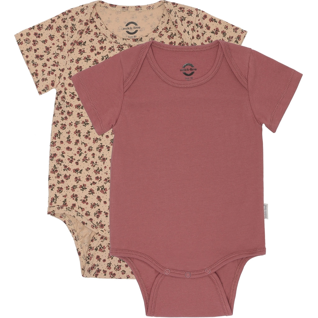 Mikk-Line 2-Pack Bodysuit Short Sleeves 2 pack Rose Brown