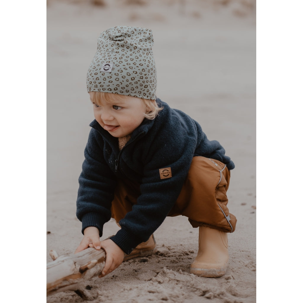 Mikk-Line Baby Jakke i Børstet Uld m/Ribkanter Uld Blue Nights