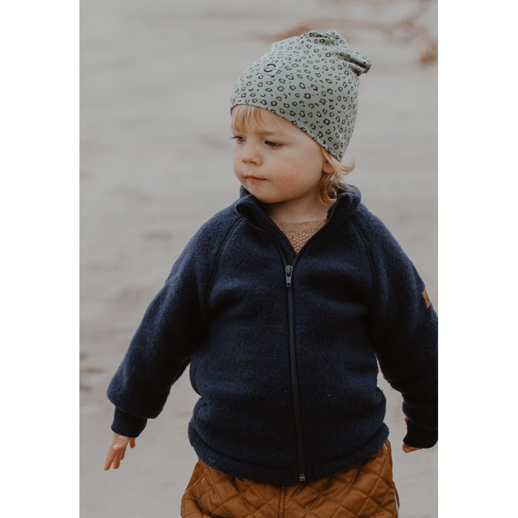 Mikk-Line Baby Jakke i Børstet Uld m/Ribkanter Uld Blue Nights