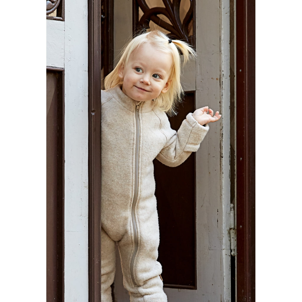 Mikk-Line Baby Ulddragt Uld Melange Offwhite
