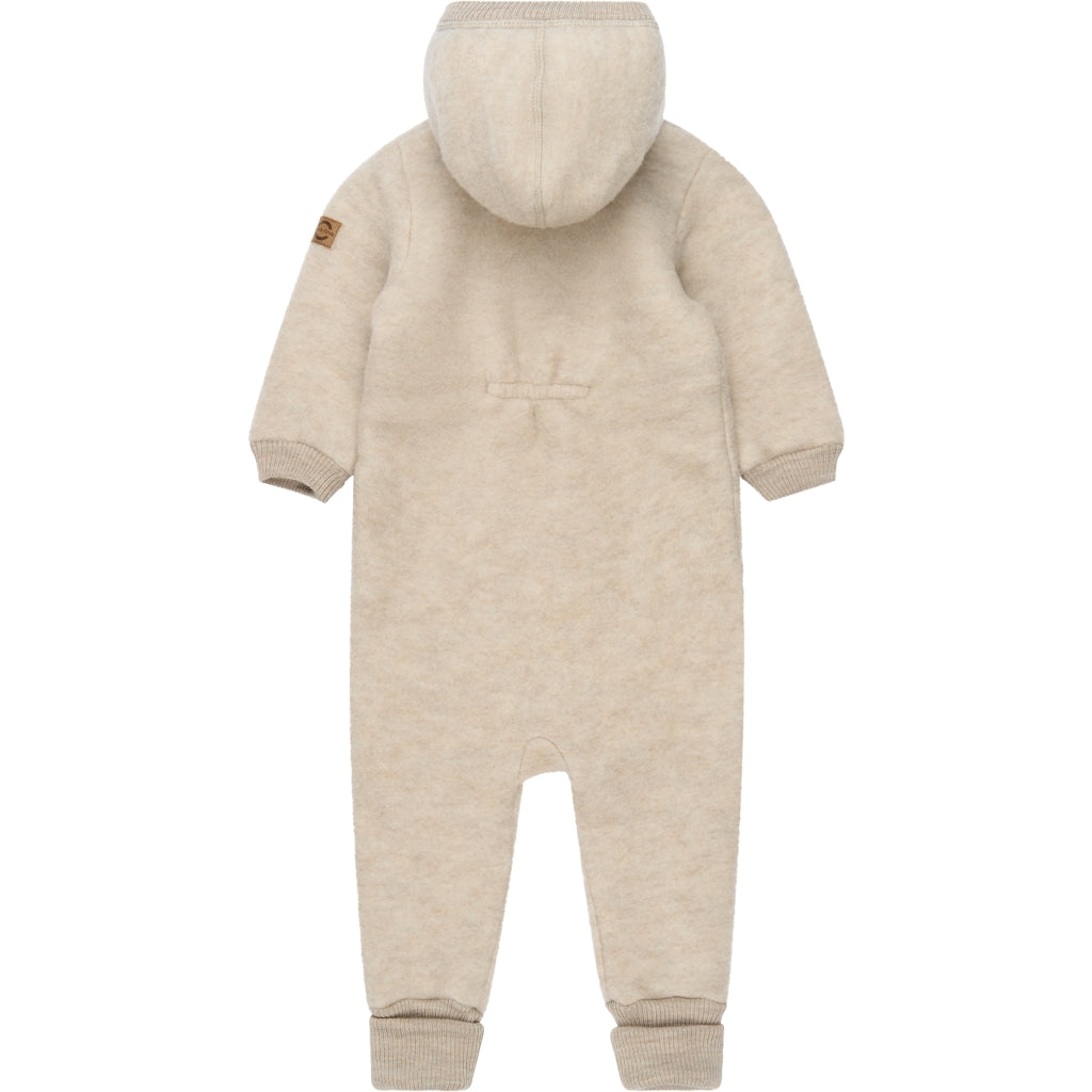 Mikk-Line Baby Ulddragt Hætte Uld Melange Offwhite