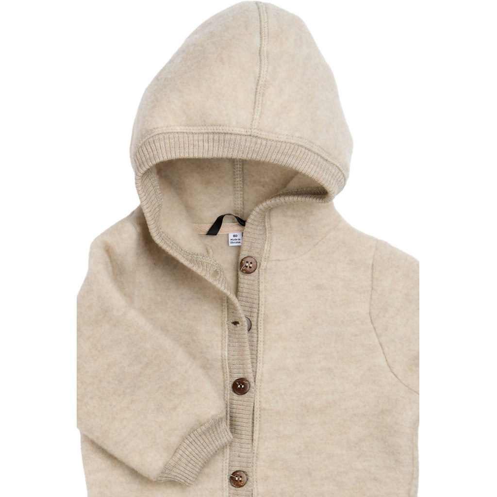 Mikk-Line Baby Ulddragt Hætte Uld Melange Offwhite