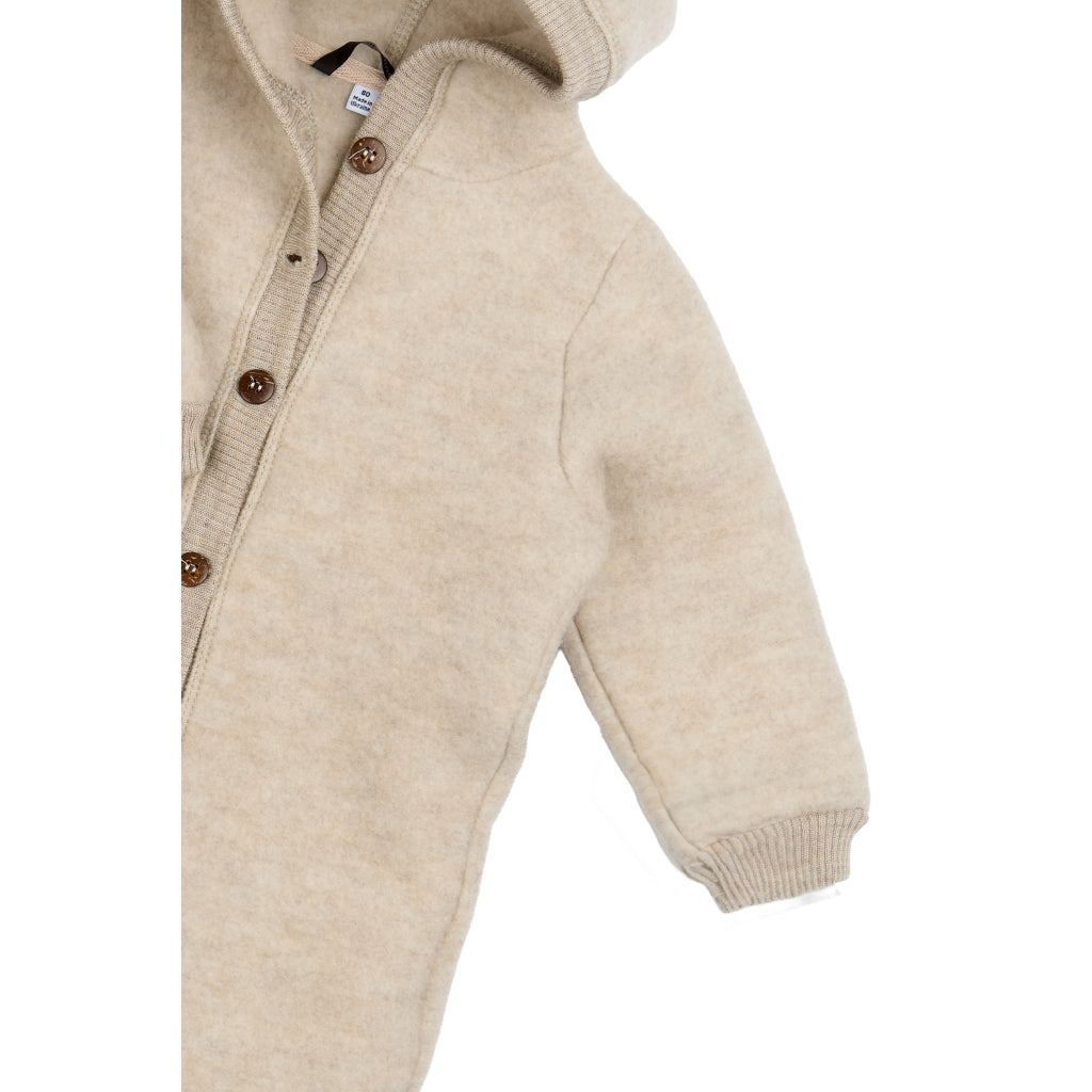 Mikk-Line Baby Ulddragt Hætte Uld Melange Offwhite