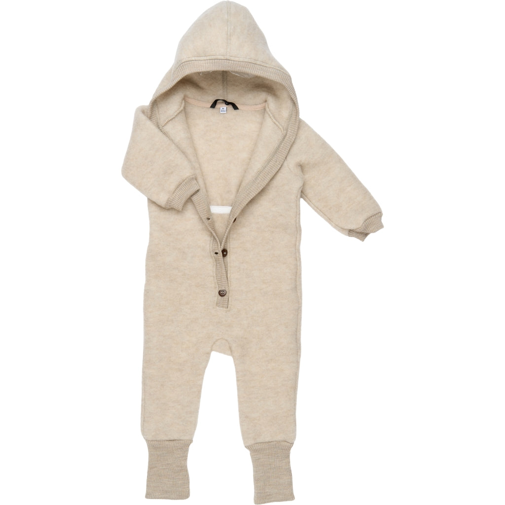 Mikk-Line Baby Ulddragt Hætte Uld Melange Offwhite