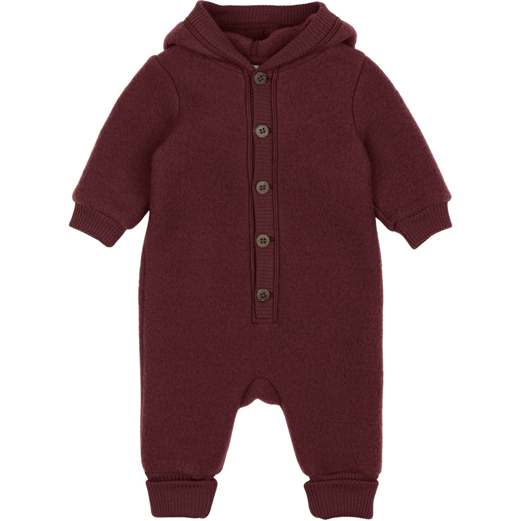 Mikk-Line Baby Ulddragt Hætte Uld Rum Raisin