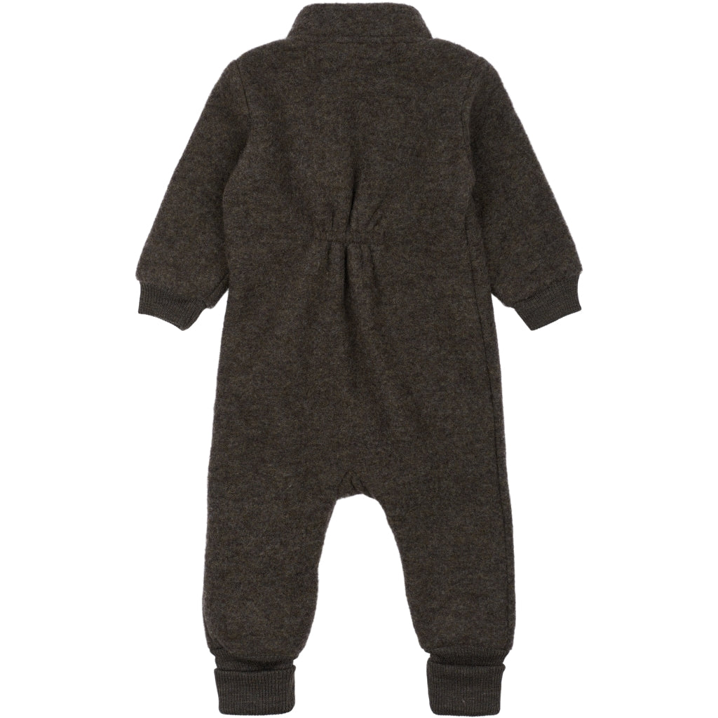 Mikk-Line Baby Ulddragt (Ribkant) Uld Dark Brown Melange