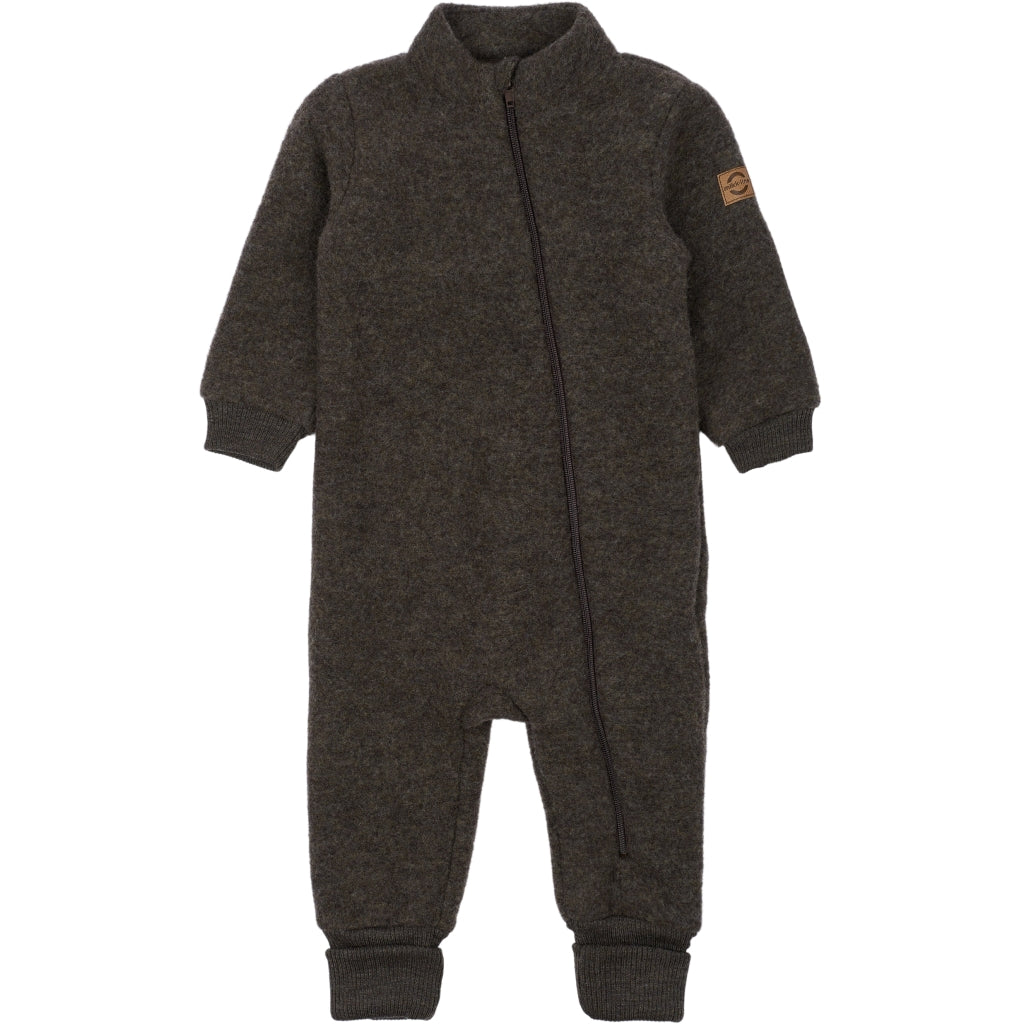 Mikk-Line Baby Ulddragt (Ribkant) Uld Dark Brown Melange