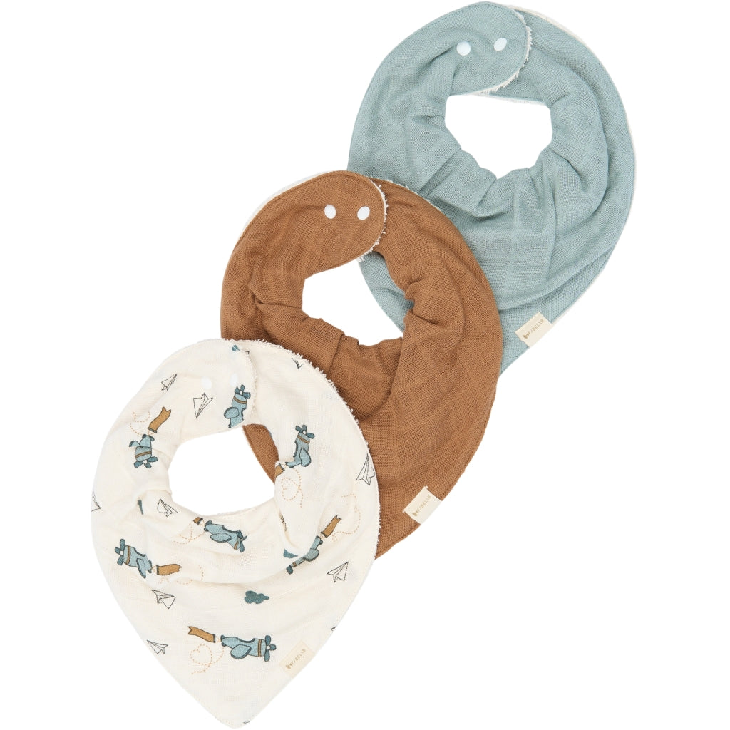 Fabelab Bandana Bib 3-pack - Air Plane Blue Hagesmække og savlesmække Goblin Blue