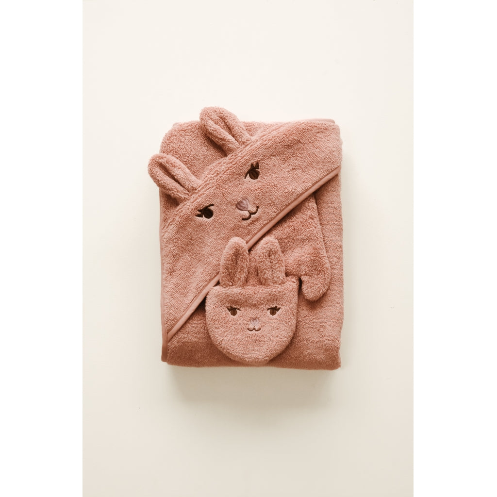 Fabelab Bath Mitts - 2 pack - Bear and Bunny Badekåber Ash Rose