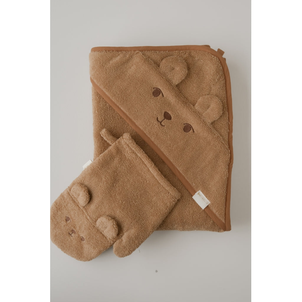 Fabelab Bath Mitts - Bear and Bunny Badekåber Oxford Tan