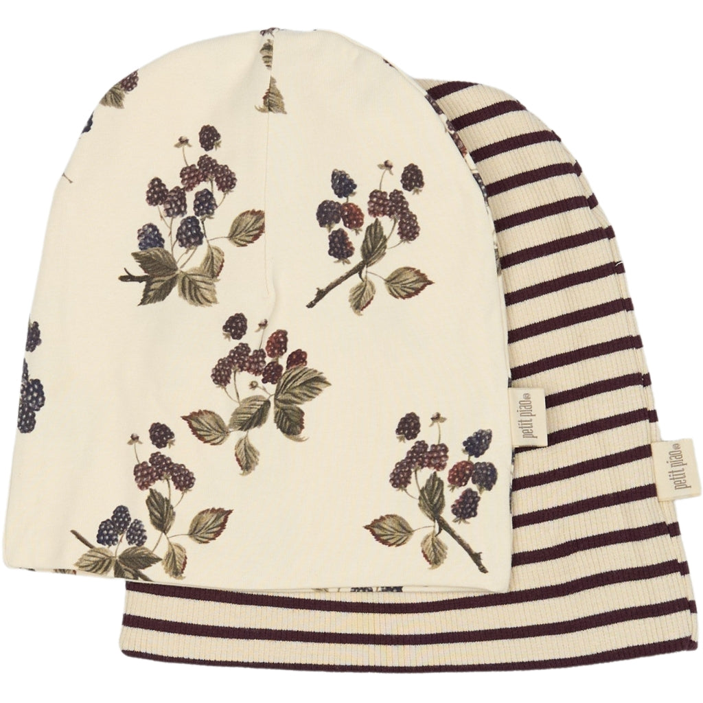 PETIT PIAO Beanie Hat Printed Huer Black Berry