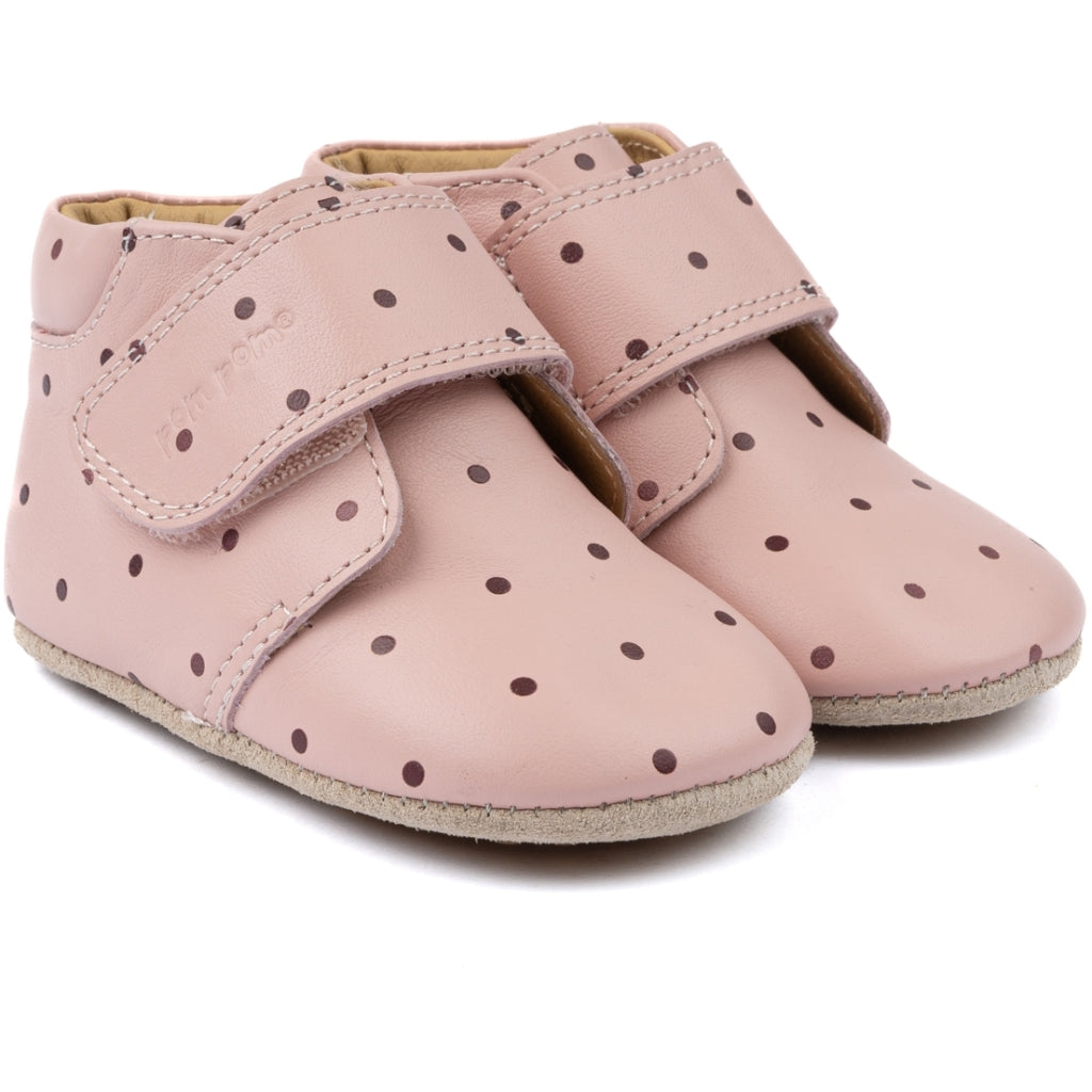 POM POM Beginners Velcro Print Slippers Dusty Rose Dot