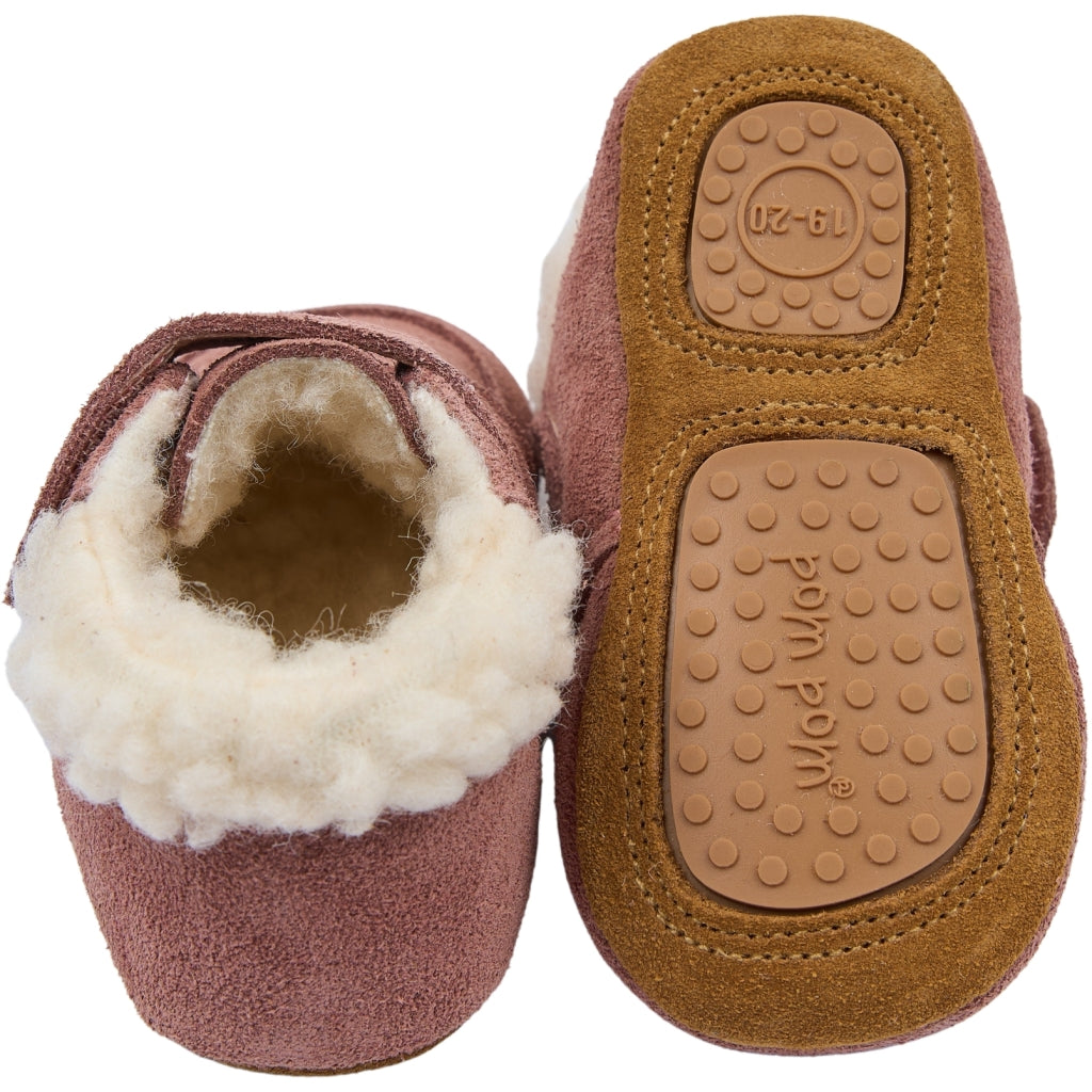 POM POM Beginners Velcro Shepherd Slippers Withered Rose