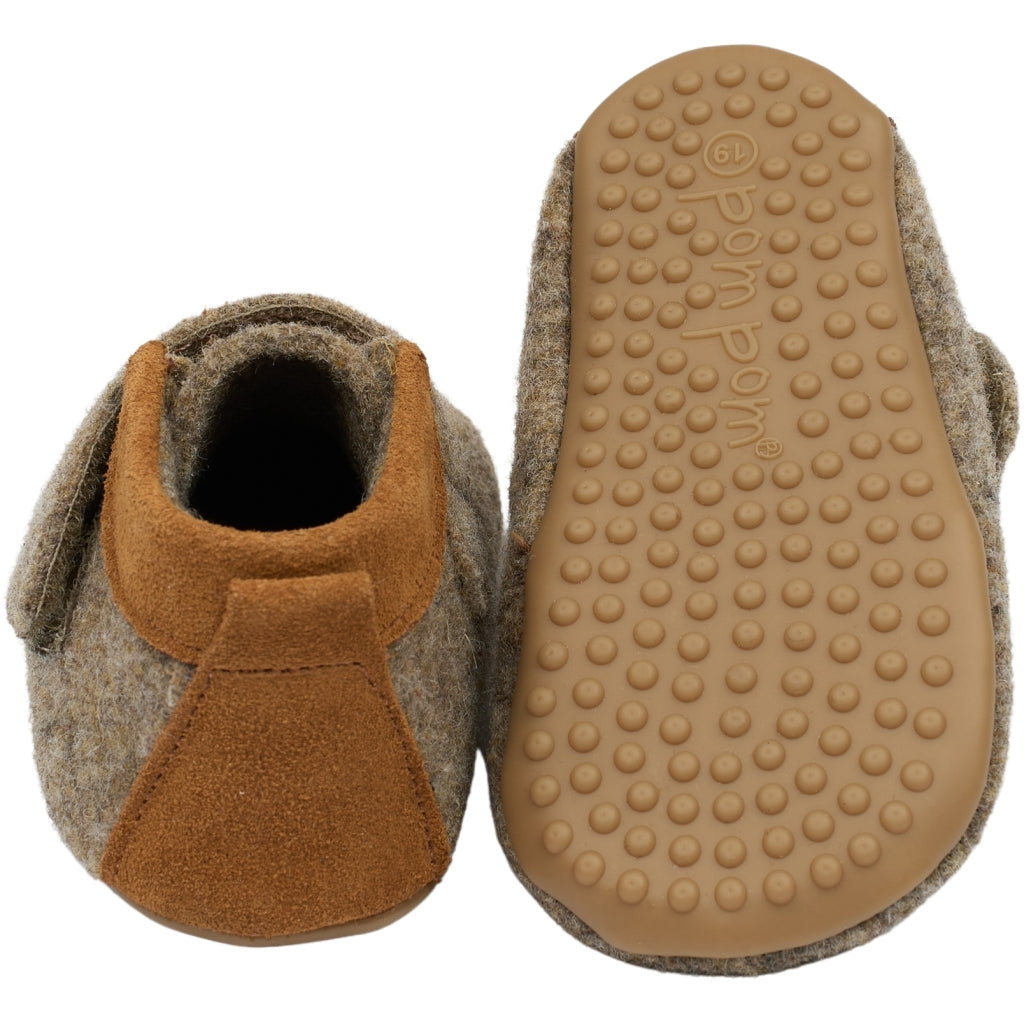 POM POM Beginners™ Wool Slippers Brown Melange