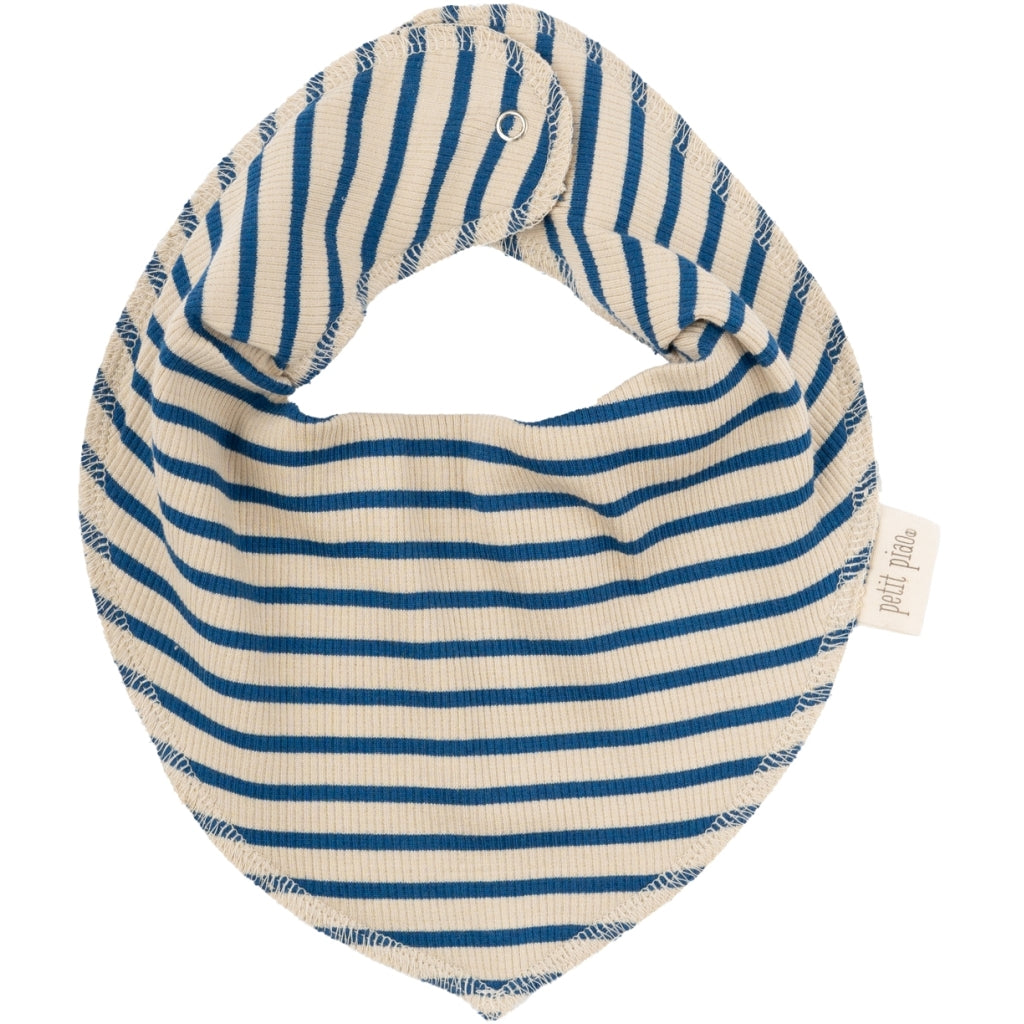 PETIT PIAO Bib Modal Striped Hagesmække og savlesmække Deep cobalt/dark off white