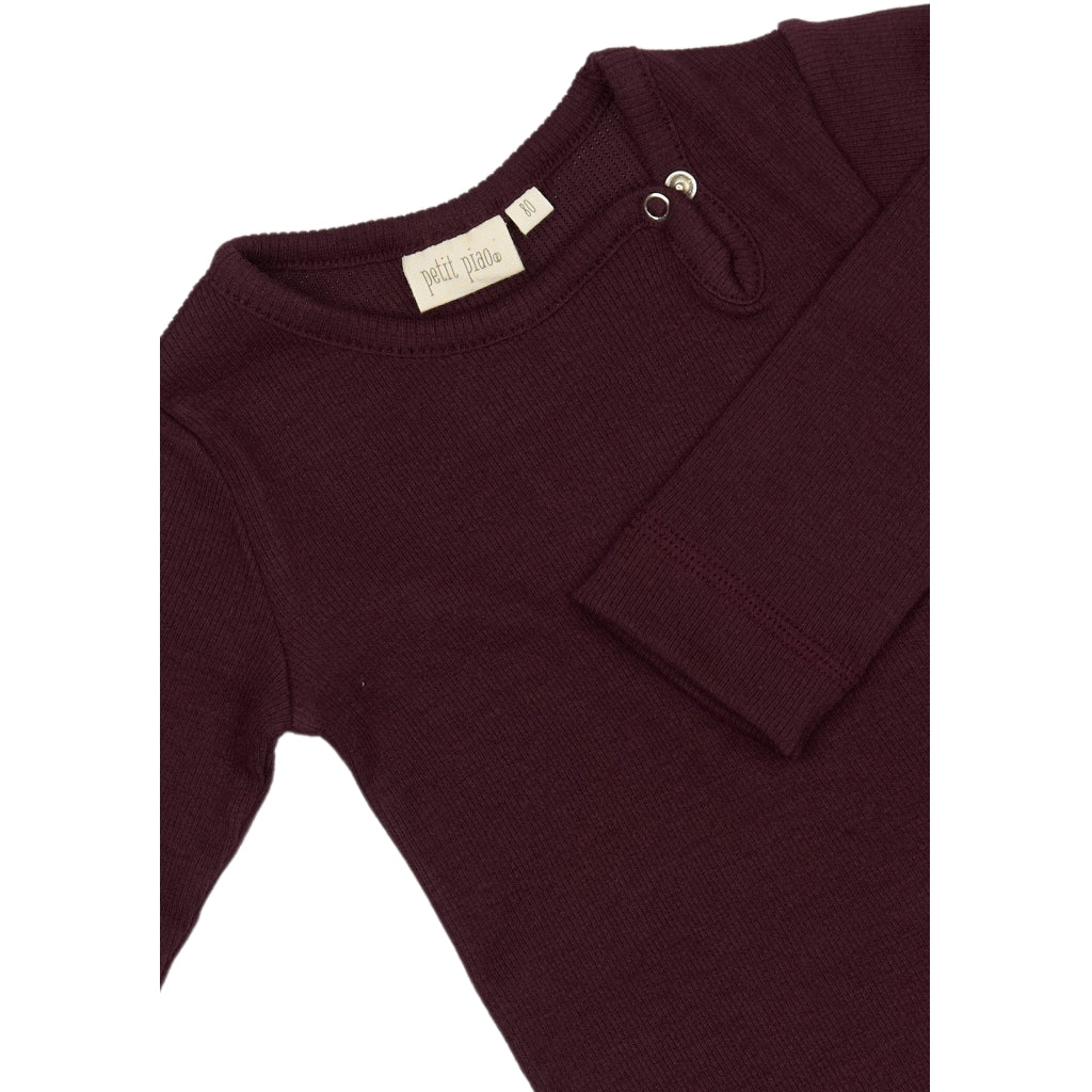 PETIT PIAO Body L/S Modal Bodystockings Dark Grape