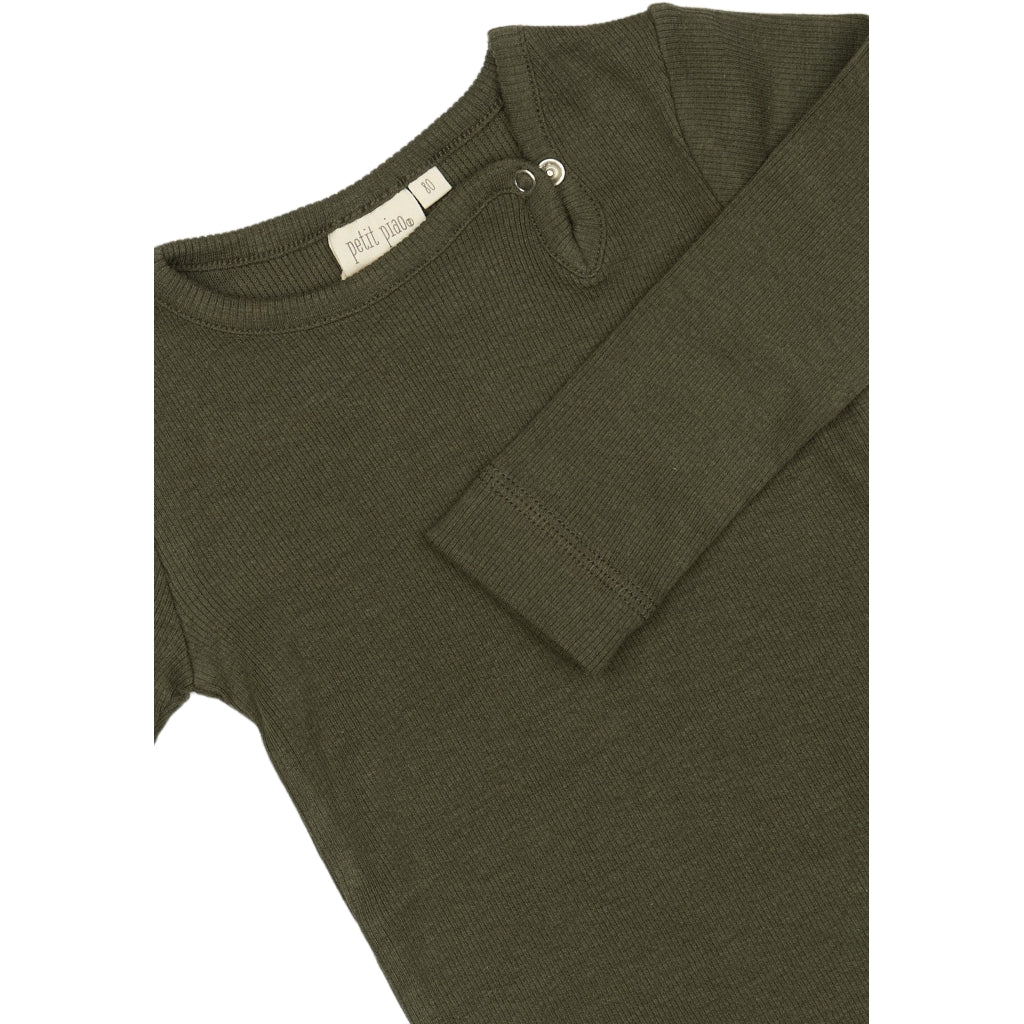 PETIT PIAO Body L/S Modal Bodystockings Green Leaf