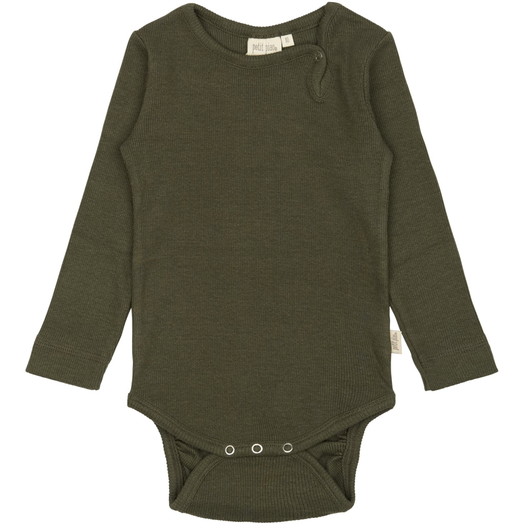 PETIT PIAO Body L/S Modal Bodystockings Green Leaf