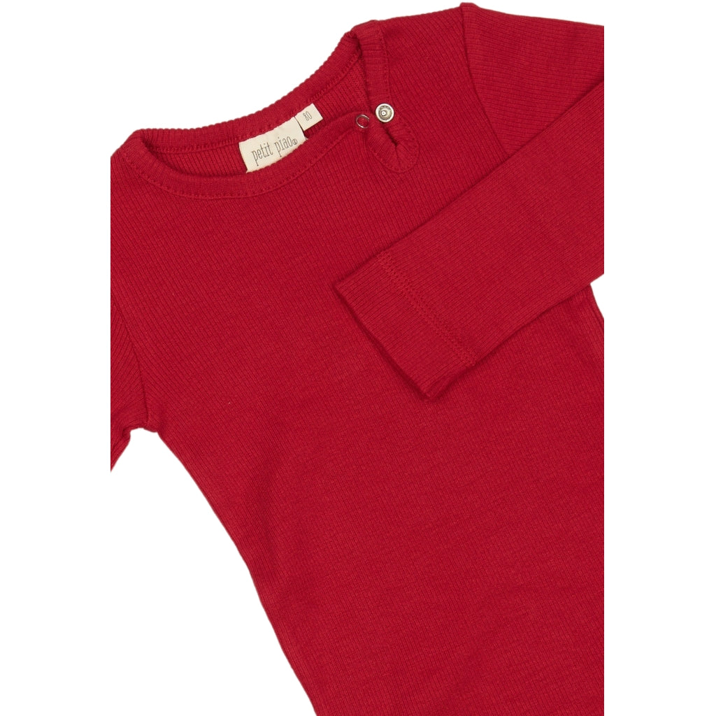 PETIT PIAO Body L/S Modal Bodystockings Jet Red