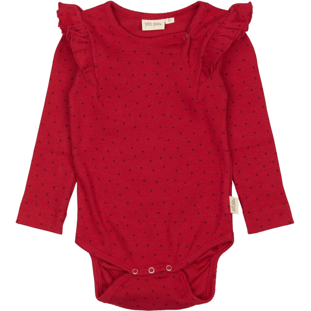 PETIT PIAO Body L/S Modal Bodystockings Jet Red/Biking Red