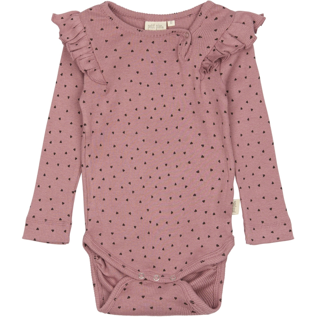PETIT PIAO Body L/S Modal Bodystockings Nostalgic Rose/Coffee Bean