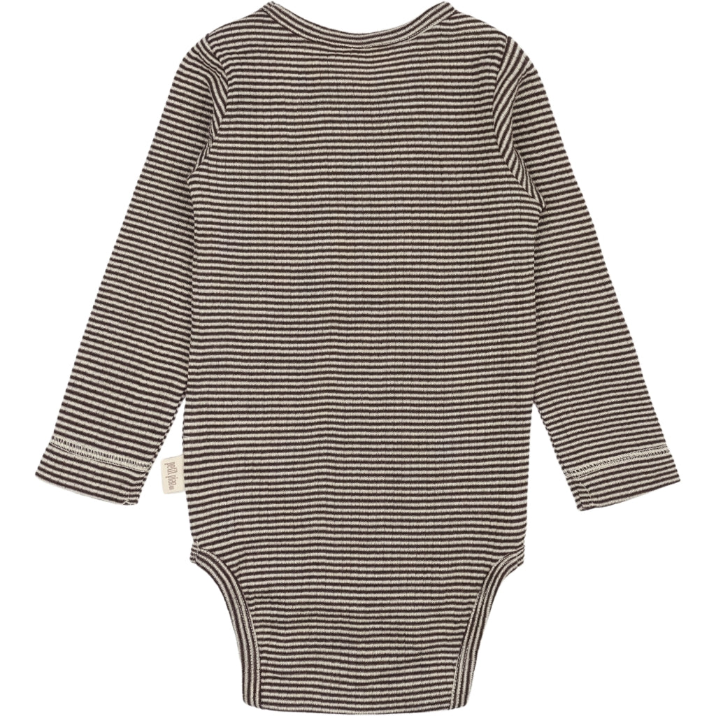 PETIT PIAO Body L/S Modal Bodystockings Coffee Bean/Dark Off White
