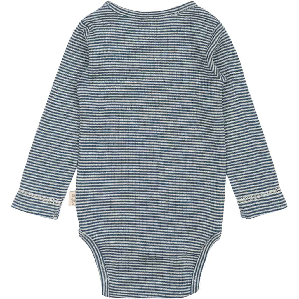 PETIT PIAO Body L/S Modal Bodystockings Ensign blue/dark off white