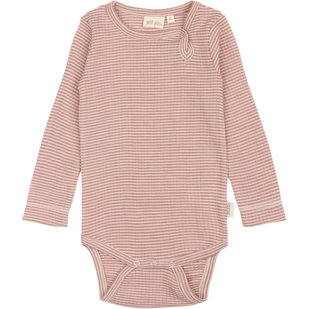 PETIT PIAO Body L/S Modal Bodystockings Nostalgic Rose/Dark Off White