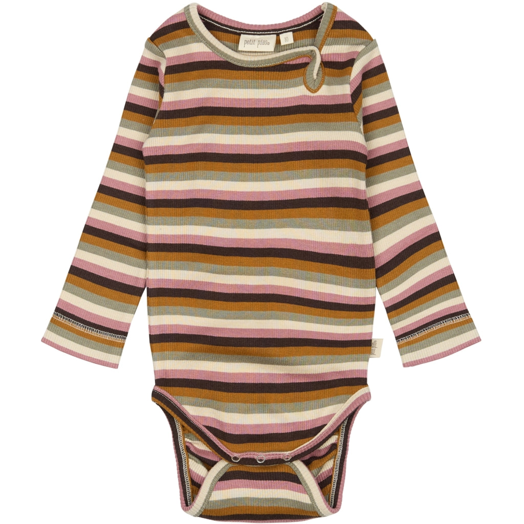 PETIT PIAO Body L/S Modal Multi Striped Bodystockings Nostalgic rose multi stripe