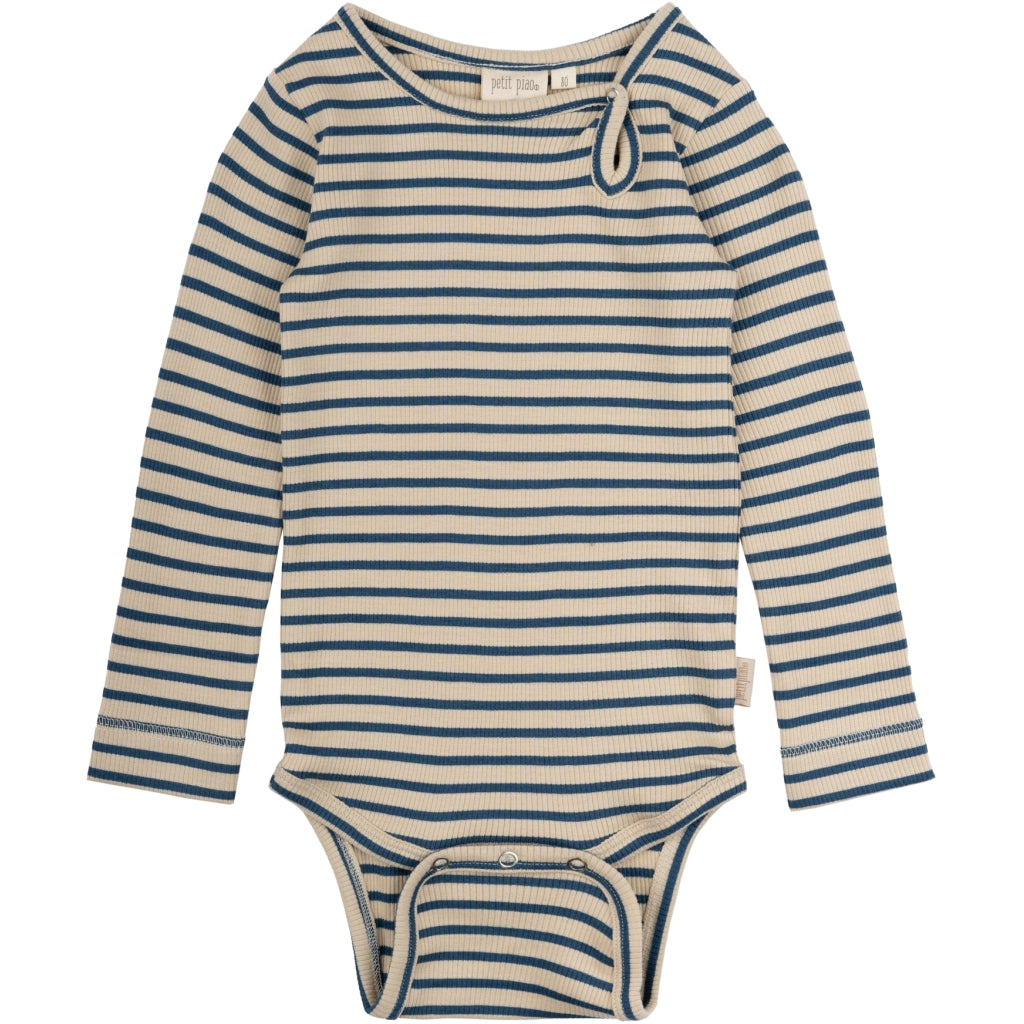 PETIT PIAO Body L/S Modal Striped Bodystockings Ensign blue/dark off white