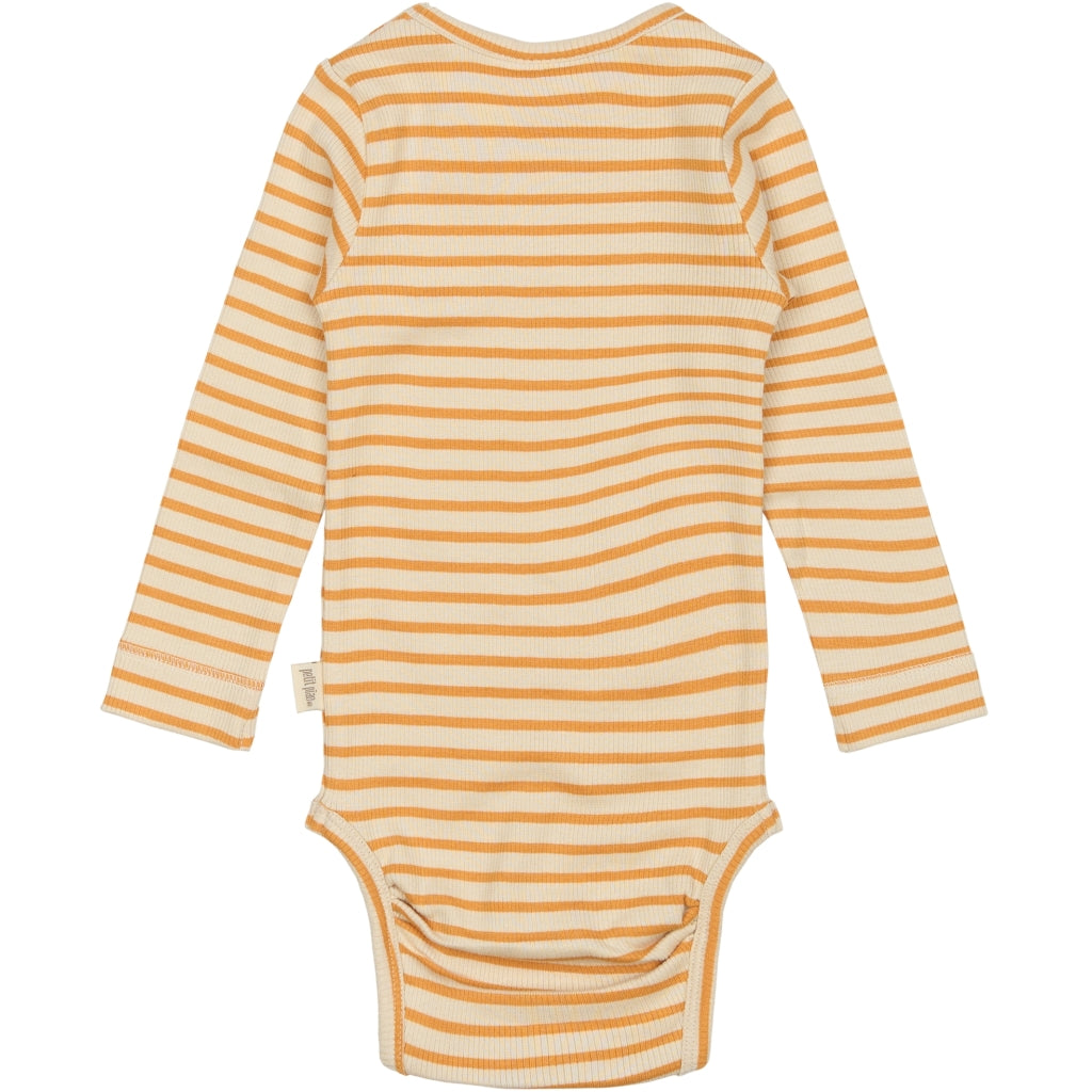 PETIT PIAO Body L/S Modal Striped Bodystockings Sunflower/off white