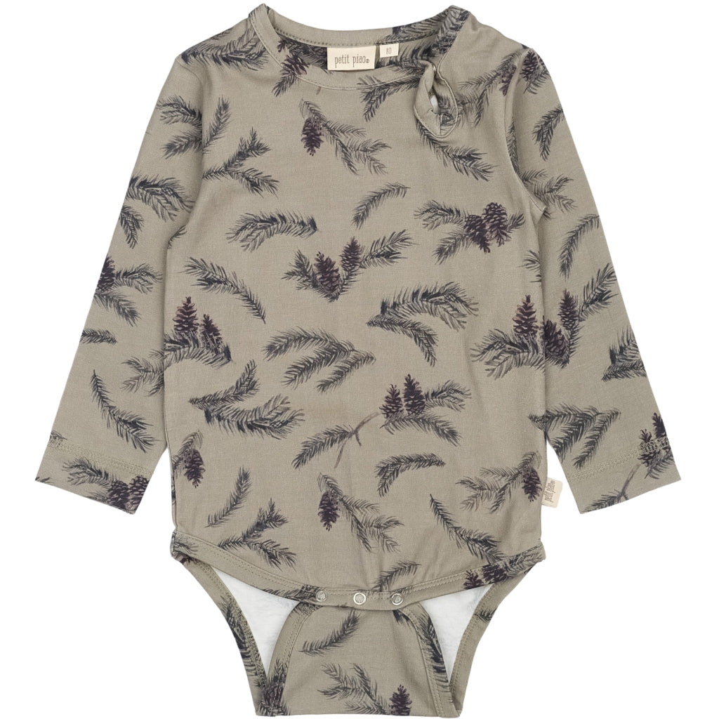 PETIT PIAO Body L/S Printed Bodystockings Pine