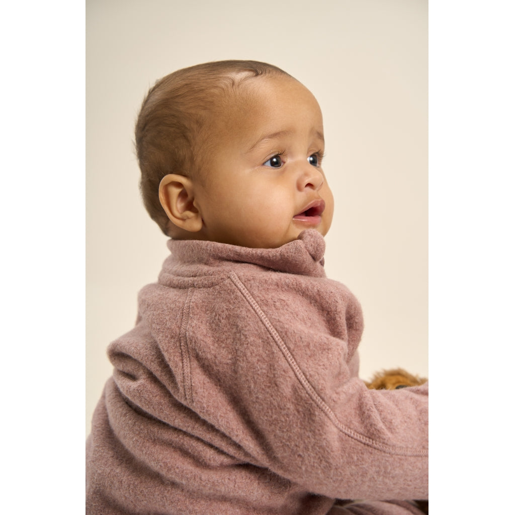 Mikk-Line Bomuld Fleece Baby Jakke Cardigan Burlwood Melange