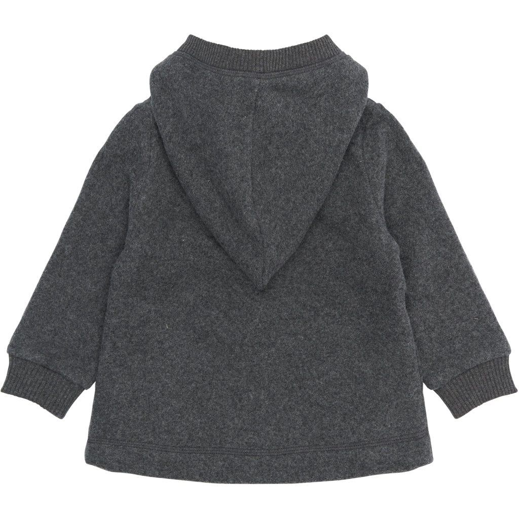 Mikk-Line Bomuld Fleece Cardigan (Hætte) Cardigan Anthracite Melange