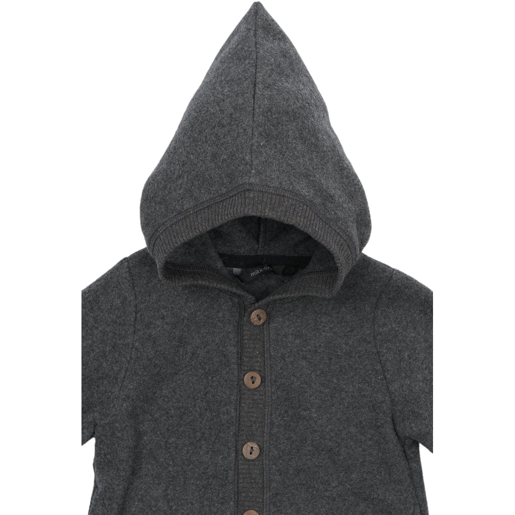 Mikk-Line Bomuld Fleece Cardigan (Hætte) Cardigan Anthracite Melange