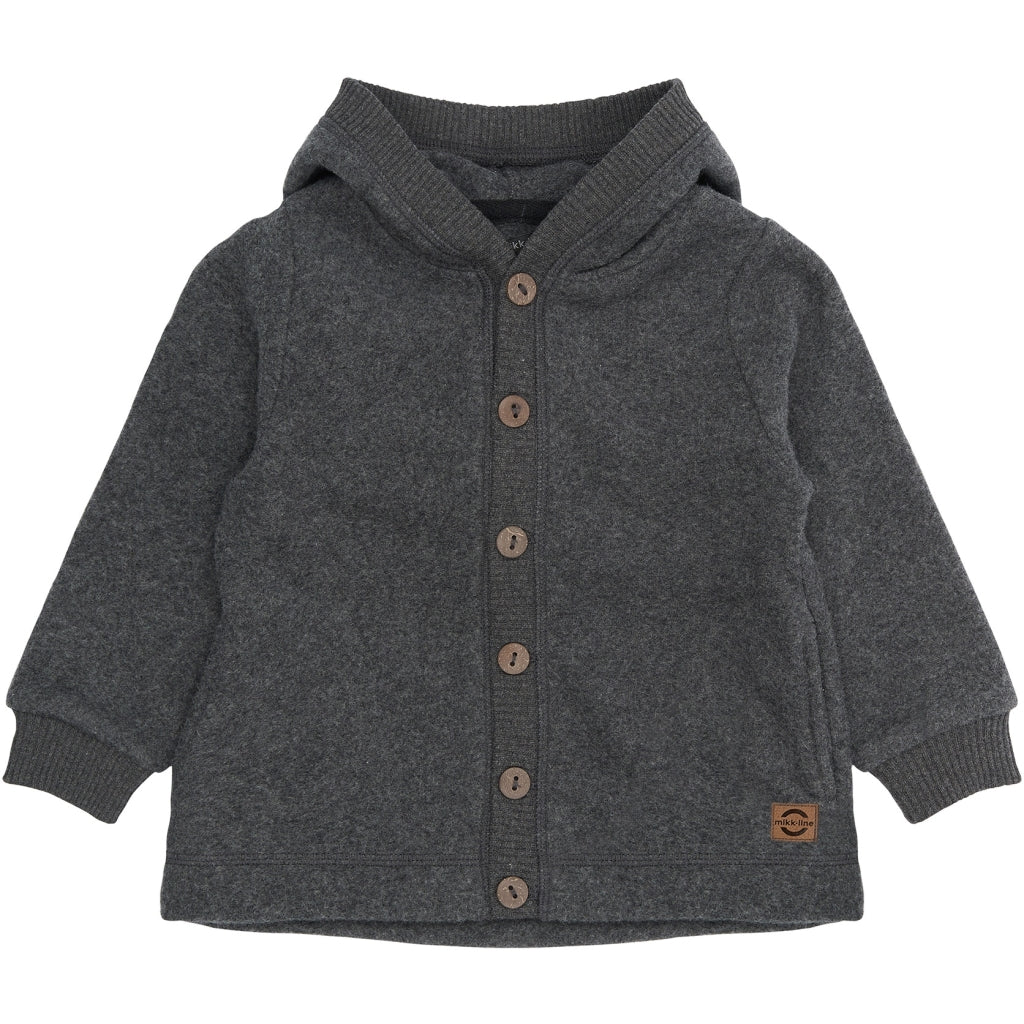 Mikk-Line Bomuld Fleece Cardigan (Hætte) Cardigan Anthracite Melange