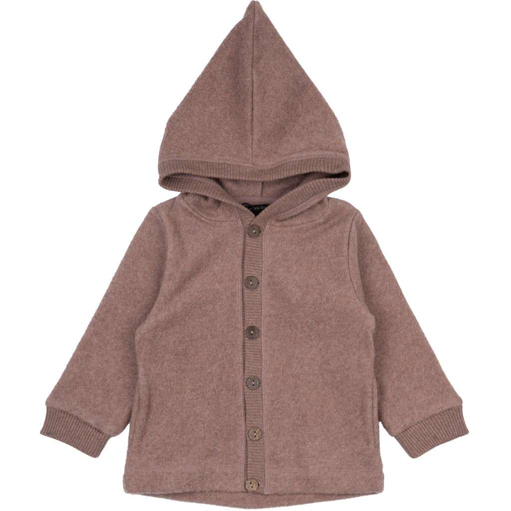 Mikk-Line Bomuld Fleece Cardigan (Hætte) Cardigan Burlwood Melange