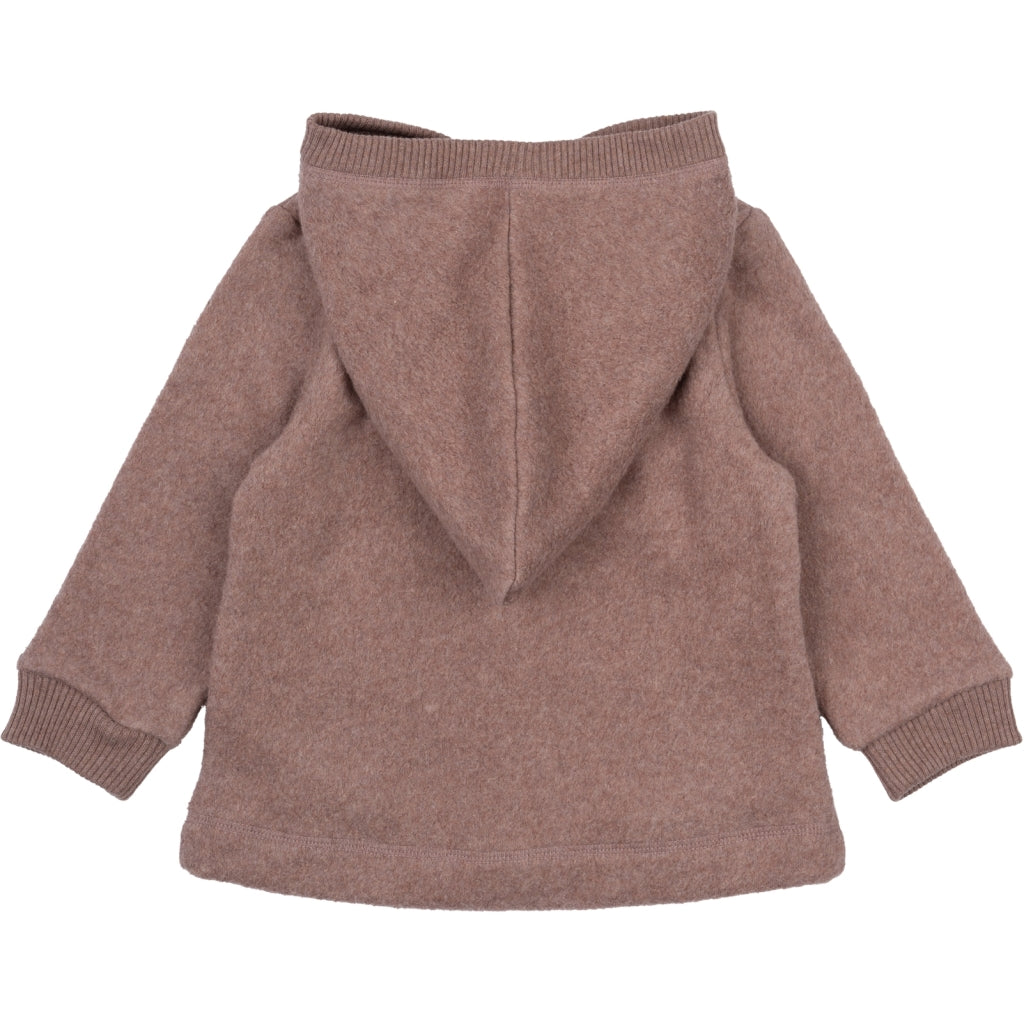 Mikk-Line Bomuld Fleece Cardigan (Hætte) Cardigan Burlwood Melange