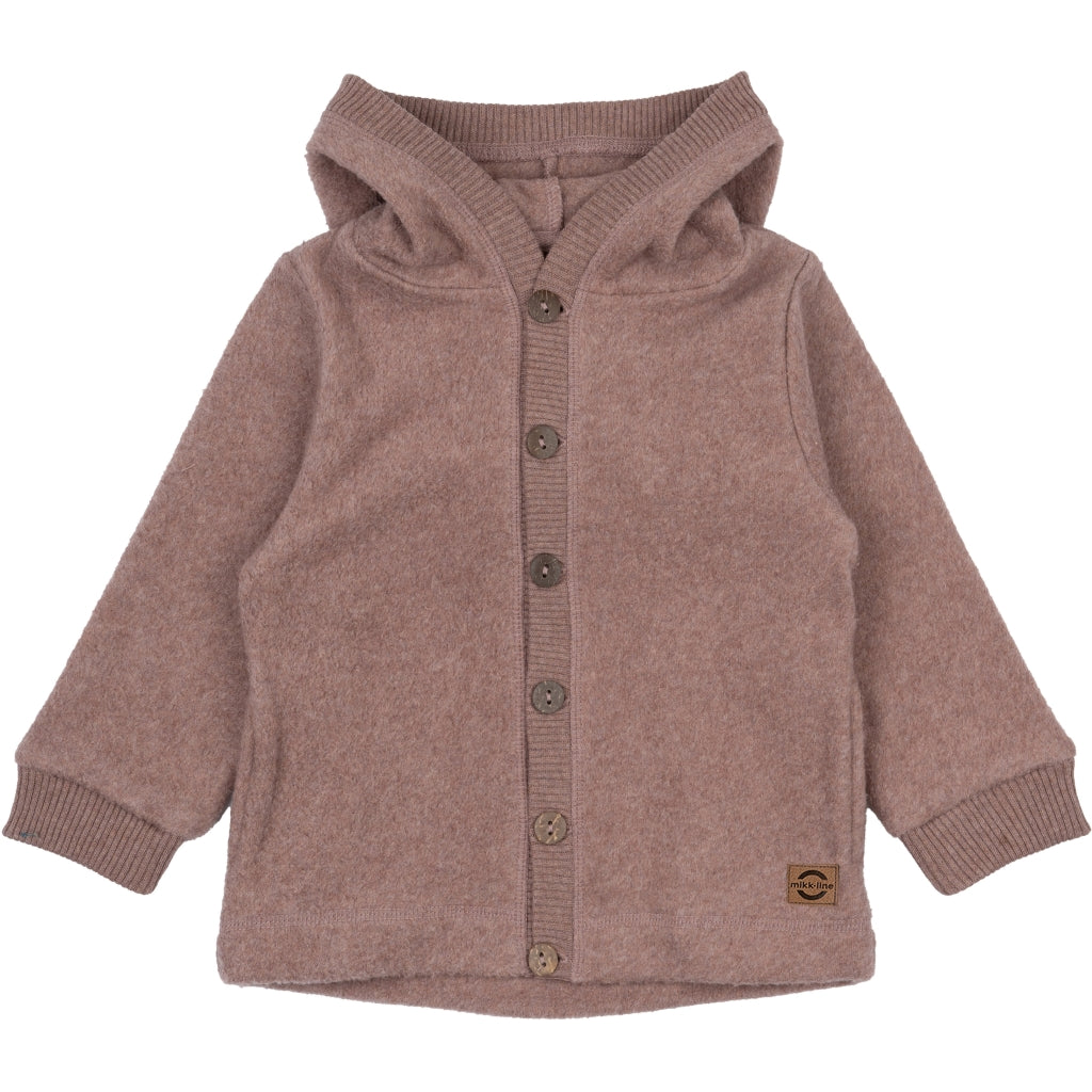 Mikk-Line Bomuld Fleece Cardigan (Hætte) Cardigan Burlwood Melange