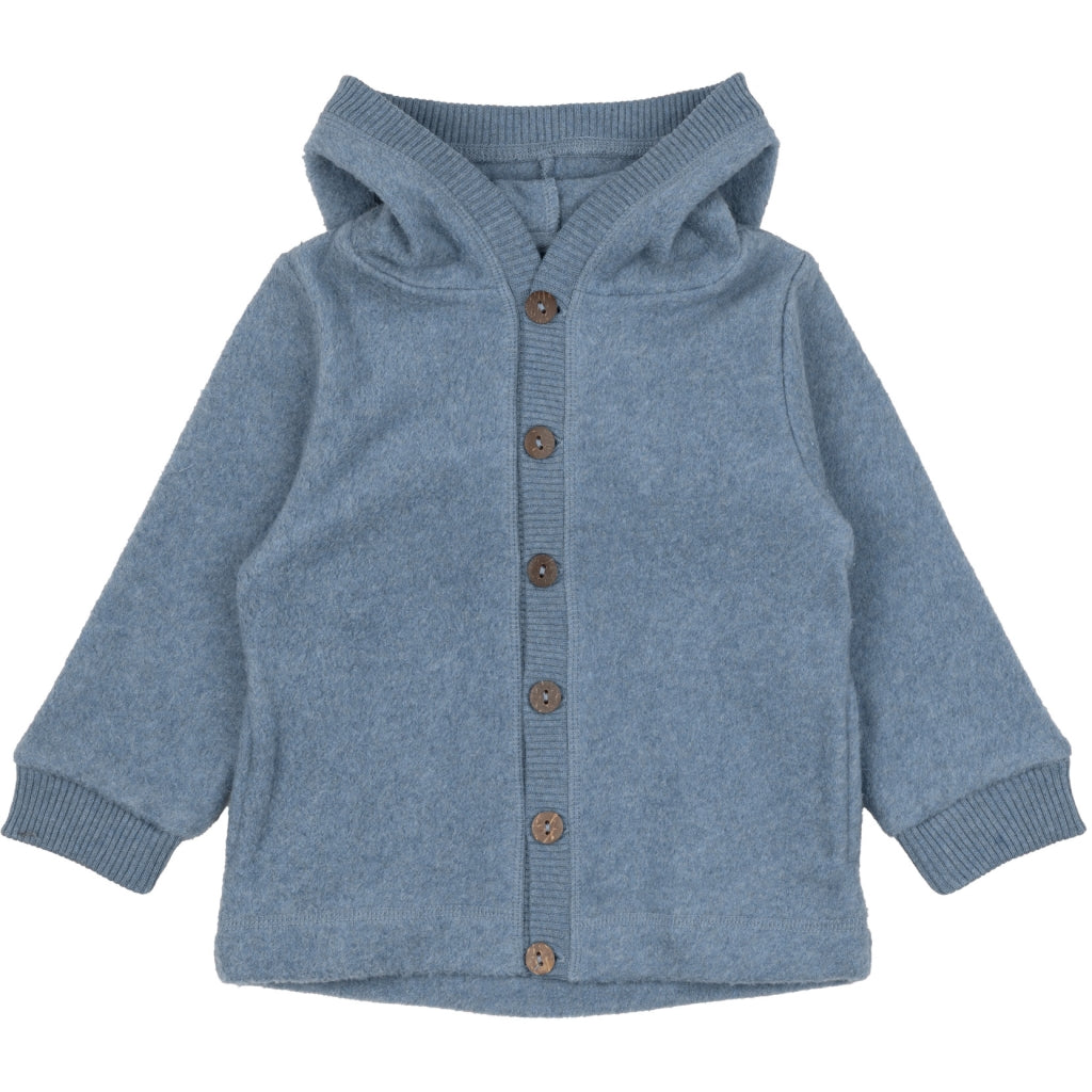 Mikk-Line Bomuld Fleece Cardigan (Hætte) Cardigan Faded Denim Melange