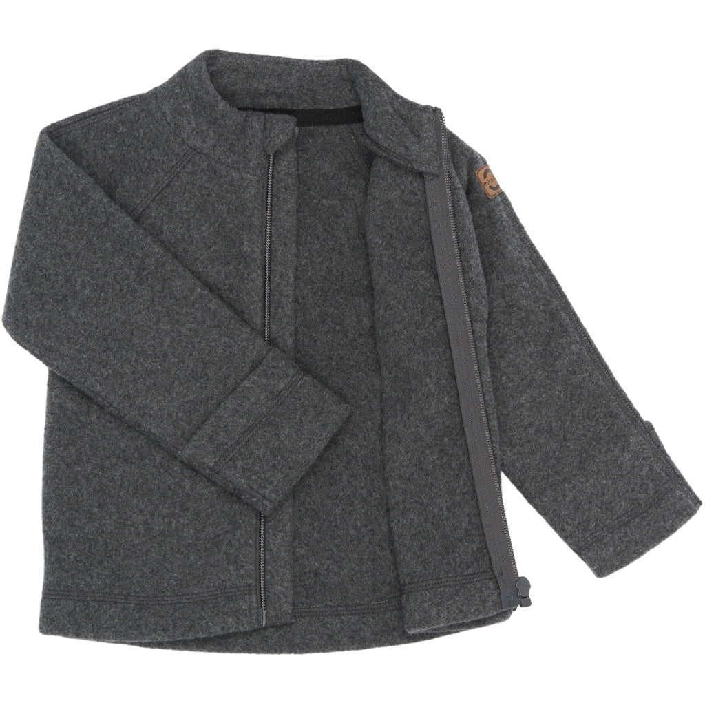 Mikk-Line Bomuld Fleece Jakke Cardigan Anthracite Melange