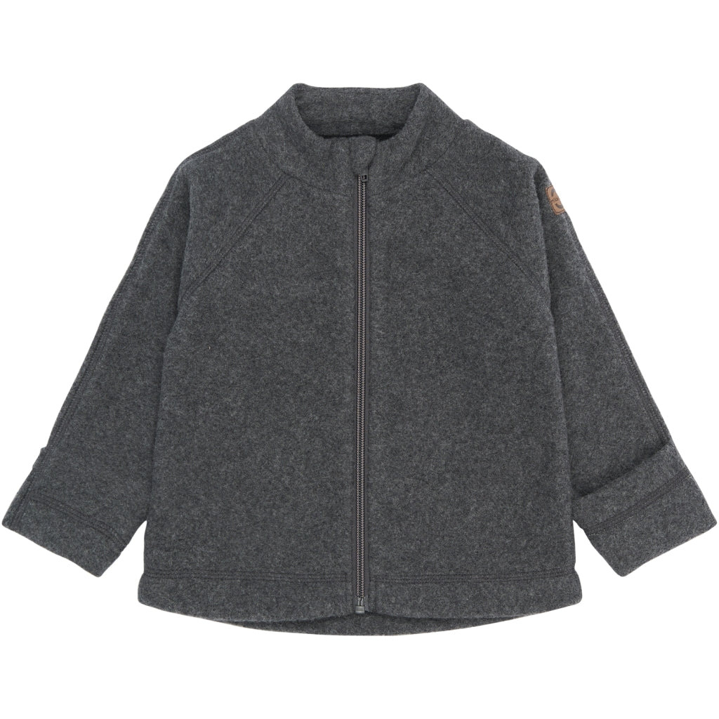 Mikk-Line Bomuld Fleece Jakke Cardigan Anthracite Melange