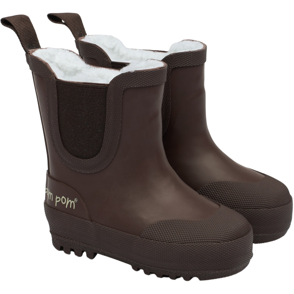 POM POM Brook GumBoots Thermo Ankle Rubber Boots Chocolate
