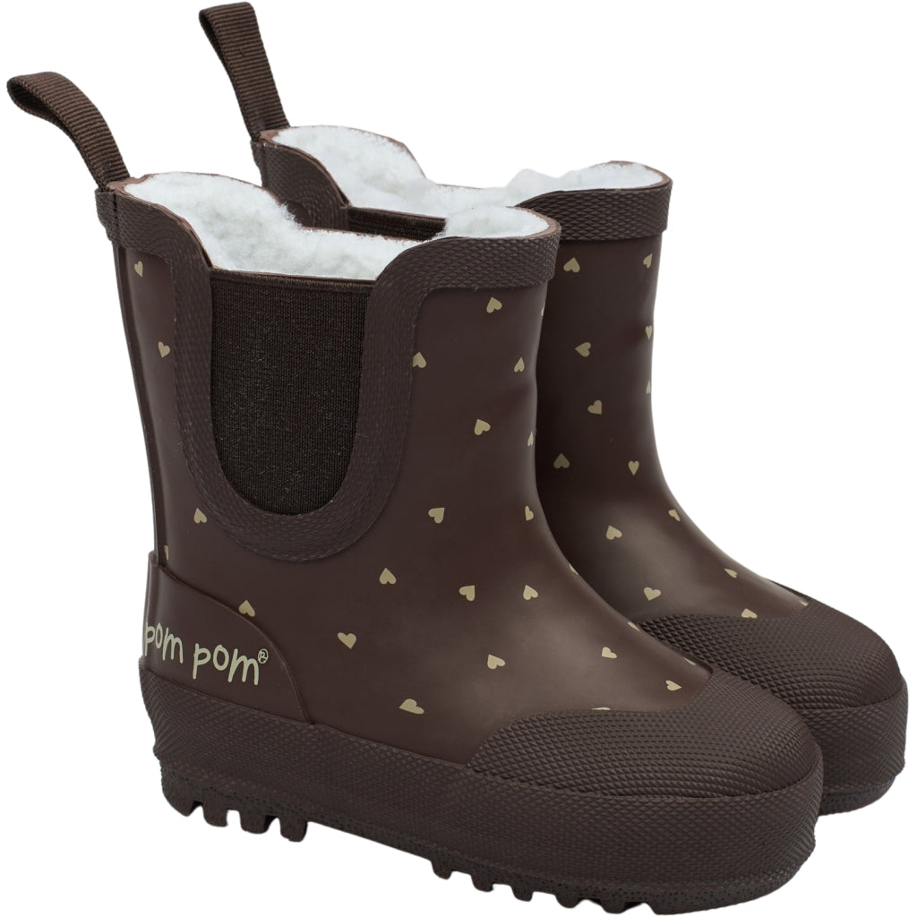 POM POM Brook GumBoots Thermo Ankle Rubber Boots Chocolate Heart