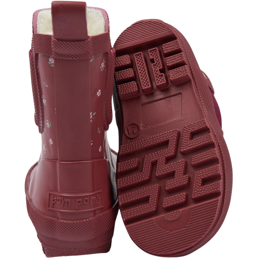 POM POM Brook GumBoots Thermo Ankle AOP Rubber Boots Syrah Flower AOP