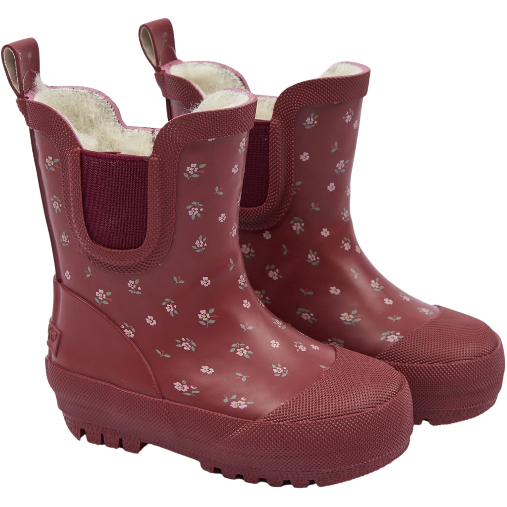 POM POM Brook GumBoots Thermo Ankle AOP Rubber Boots Syrah Flower AOP